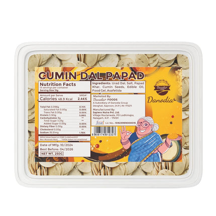 Danodia Foods Cumin Dal Papad-250gm