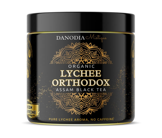 Organic Lychee Orthodox Assam Black Tea 100g/3.5oz, Lychee Flavour Black Tea