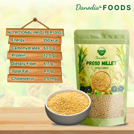 Danodia Foods Proso Millet, 2lb (950g) Gluten Free & Unpolished, Pack of 1, Rich in Minerals, Fiber, Polyphenols, Vitamins and Proteins, Best of Indian Millets