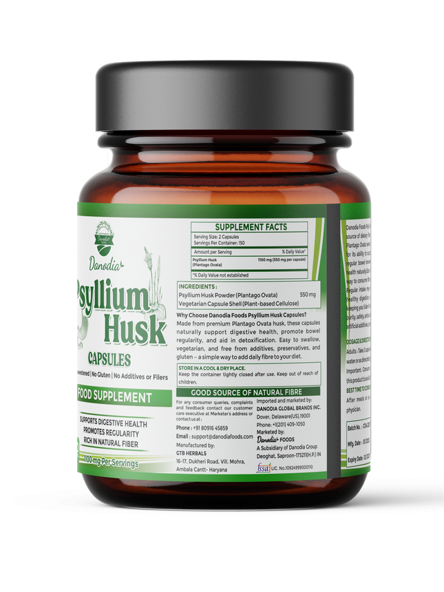 Danodia Foods Psyllium Husk Capsules - 300 Capsules