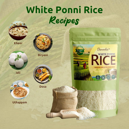 Organic White Ponni Rice, Gluten Free Low GI Traditional Rice 950g