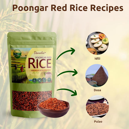 Poongar Red Rice 2lbs / 950g, Traditional Parboiled Low GI Healthy Rice