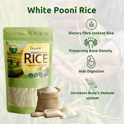 Organic White Ponni Rice, Gluten Free Low GI Traditional Rice 950g