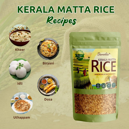 Organic Kerala Matta Brown Rice 2lbs / 950g, Parboiled Low GI Traditional Rice