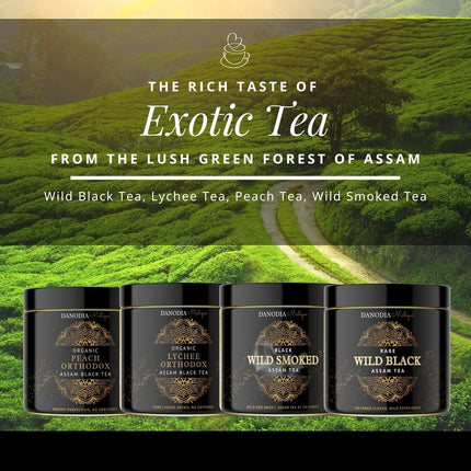 Organic Peach Orthodox Assam Black Tea 3.5oz / 100g, Peach Flavoured Black Tea