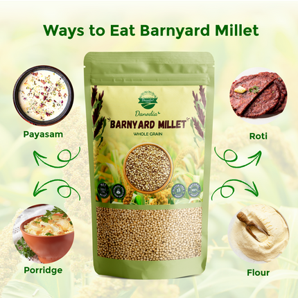 Danodia Foods Barnyard Millet (1KG) 2.2 Lbs | Rich in Protein, Fiber, Vitamins | Non-GMO, Gluten Free Diet, Low GI | 100% Unpolished, Grown By Small Farmers