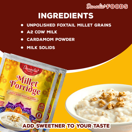 Danodia Foods Organic Foxtail Millet Porridge 120g-Pack of 2, Just Add Hot Water
